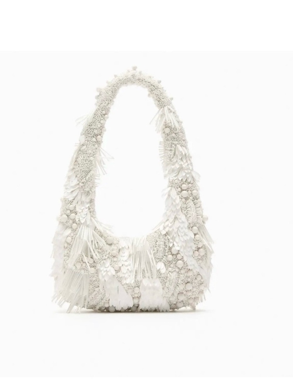 Zara White and Black Embellished Shoulder Bags